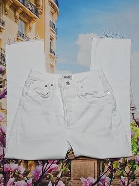 Agolde Los Angeles 5 Button White Fray Raw Hem High‎ Rise White Jeans Size 29